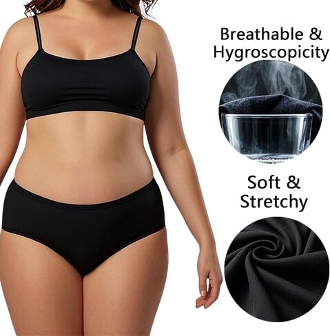 Women's Cotton Underwear Plus Size XL-5XL High Waisted Full Coverage Ladies Panties 5 Pack Briefs for Women in Kuwait
