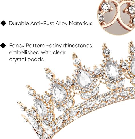Dreshow Queen Crown for Women Rhinestone Crystal Tiara Princess Crowns Wedding Contable Corteme Association Association Hair Associor in Saudi Arabia