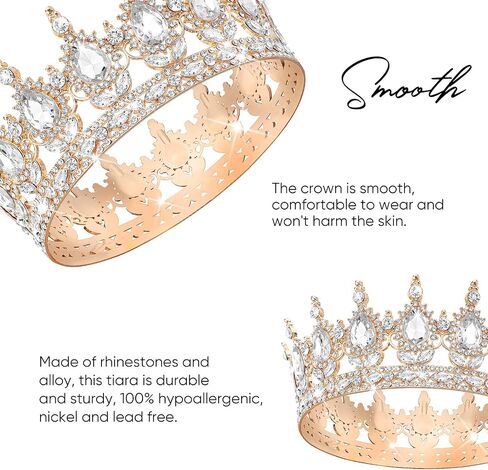 Dreshow Queen Crown for Women Rhinestone Crystal Tiara Princess Crowns Wedding Contable Corteme Association Association Hair Associor in Saudi Arabia