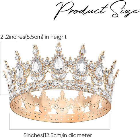 Dreshow Queen Crown for Women Rhinestone Crystal Tiara Princess Crowns Wedding Contable Corteme Association Association Hair Associor in Saudi Arabia