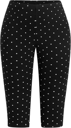 CIDER Plus Size Cotton-Blend Mid Rise Polka Dot Capri Leggings in Saudi Arabia