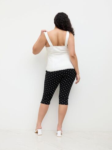 CIDER Plus Size Cotton-Blend Mid Rise Polka Dot Capri Leggings in Saudi Arabia