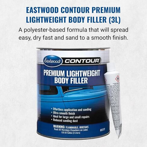 Eastwood Contour Premium Lightweightive Automotive Body Filler | خفة الوزن Quik حشو جفاف حركية جفاف للسيارات | سهلة الانتشار والرمل الخالية من السدادات لخدوش السيارات والثقوب والخدوش | 0.9L in Saudi Arabia