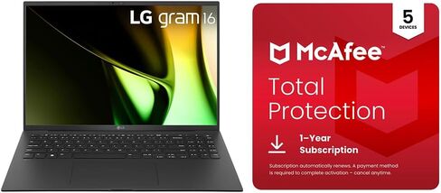 LG gram 16-inch Lightweight Laptop, Intel Evo Edition - Intel Core Ultra 7 Processor, Windows 11 Home, 32GB RAM, 2TB SSD, Black in Kuwait