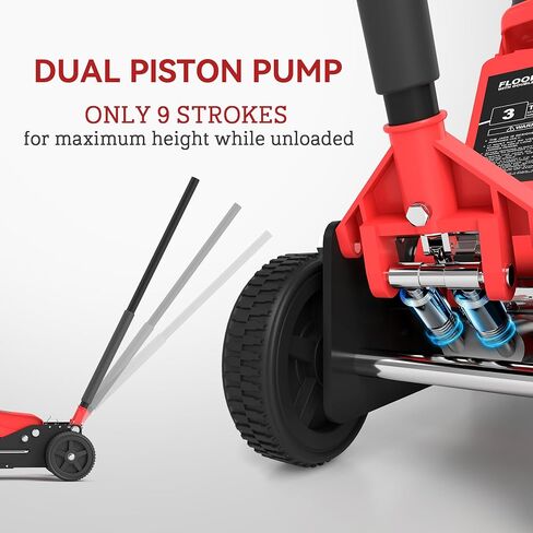 Homcom 3 Ton Big Wheel Off-Road Jack (6600 رطل) ، مقبس سيارات هيدروليكي مع سرج إضافي ، مقبس أرضي للسيارات الصلب الثقيلة للشاحنات ، سيارات الدفع الرباعي ، ATVs ، Red in Kuwait