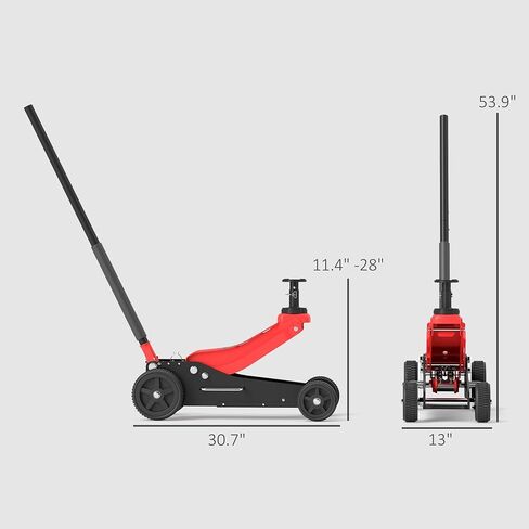 Homcom 3 Ton Big Wheel Off-Road Jack (6600 رطل) ، مقبس سيارات هيدروليكي مع سرج إضافي ، مقبس أرضي للسيارات الصلب الثقيلة للشاحنات ، سيارات الدفع الرباعي ، ATVs ، Red in Kuwait