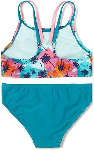 Speedo Girls' Standard Swimsuit Two Piece Bikini Set, Neon Violet Wavy Daisy in Kuwait