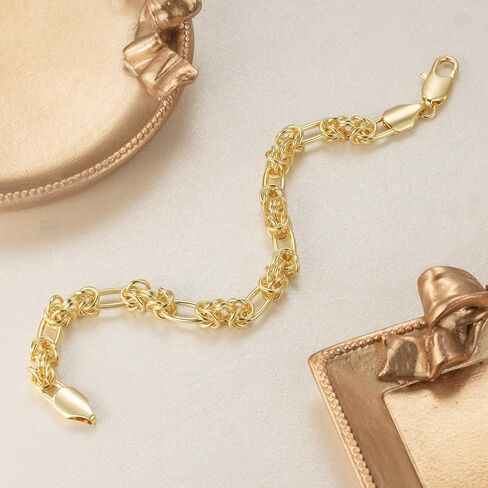 Gold Bracelet for Women 14K Gold Bracelets for Women Stack Complex yet Rhythmic Pattern Chunky Bracelets for Men 7, 7.5, 8, 8.5in in Saudi Arabia