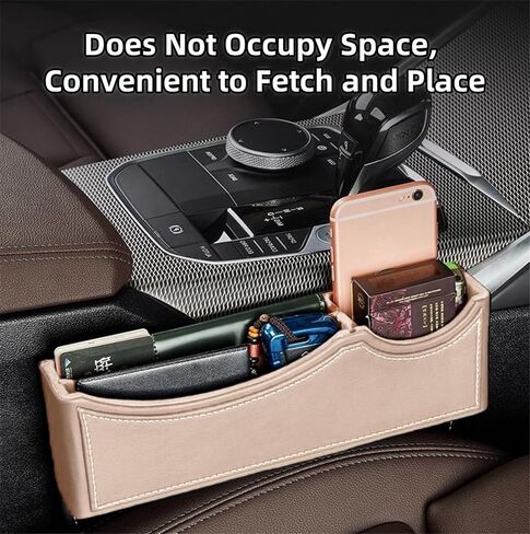 Car Seat Gap Organizer Large Capacity Leather Storage Box with Charging Port Multi-Purpose Car Seat Crevice Storage Solution for Phones Wallets Cards Ideal for Car Organization (Modern, Black-Double) in Kuwait