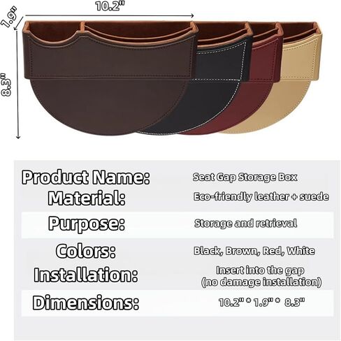 Car Seat Gap Organizer Large Capacity Leather Storage Box with Charging Port Multi-Purpose Car Seat Crevice Storage Solution for Phones Wallets Cards Ideal for Car Organization (Modern, Black-Double) in Kuwait