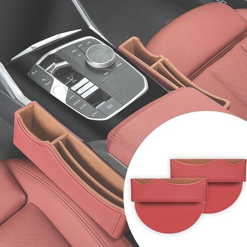 Car Seat Gap Organizer Large Capacity Leather Storage Box with Charging Port Multi-Purpose Car Seat Crevice Storage Solution for Phones Wallets Cards Ideal for Car Organization (Modern, Black-Double) in Kuwait
