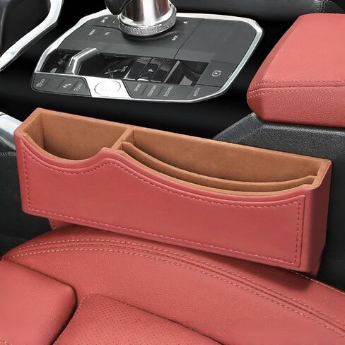 Car Seat Gap Organizer Large Capacity Leather Storage Box with Charging Port Multi-Purpose Car Seat Crevice Storage Solution for Phones Wallets Cards Ideal for Car Organization (Modern, Black-Double) in Kuwait