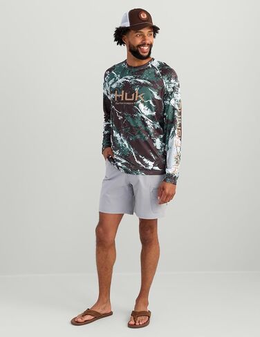 Huk Men's Pursuit Pattern Crew Long Long ، قميص الأداء in Saudi Arabia