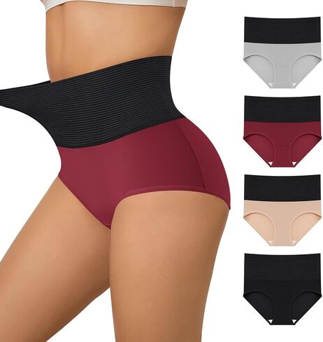 Women Tummy Control Underwear,High-Waist Full Coverage Panties, Wide Elastic Waistband Ladies Briefs Multipack in Kuwait