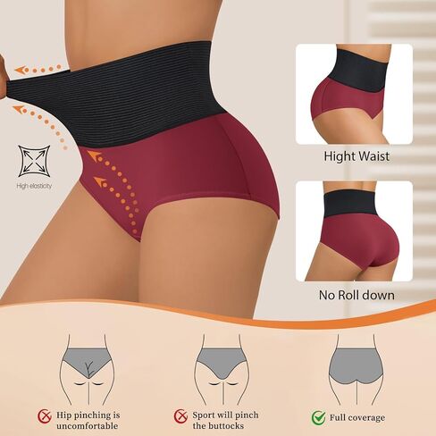 Women Tummy Control Underwear,High-Waist Full Coverage Panties, Wide Elastic Waistband Ladies Briefs Multipack in Kuwait