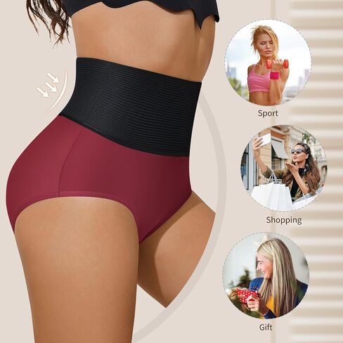 Women Tummy Control Underwear,High-Waist Full Coverage Panties, Wide Elastic Waistband Ladies Briefs Multipack in Kuwait