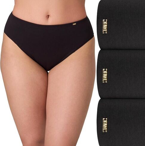 Bali Women's Pack, Lux Cotton Essentials Hi-Cut Underwear, Full Coverage Panties, Moisture-Wicking, 3-Pack in Saudi Arabia