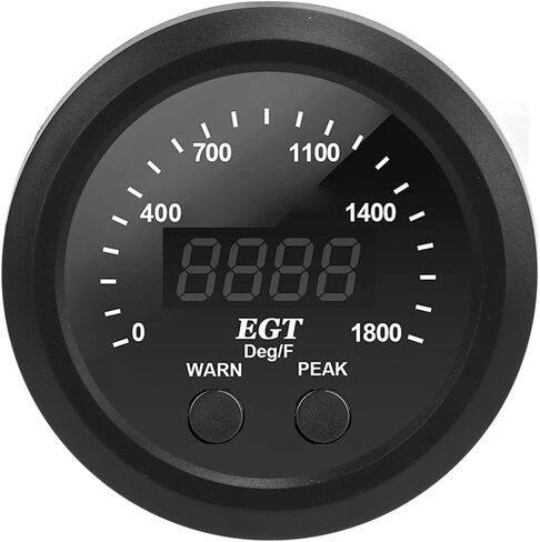 Gas Temperature EGT Gauge, Car Gas Temperature Gauge Car Exhaust Gas Temperature Gauge 16in 52mm Ultra Thin 0 to 1800℉ Red LED Universal with Sensor 12V in Saudi Arabia