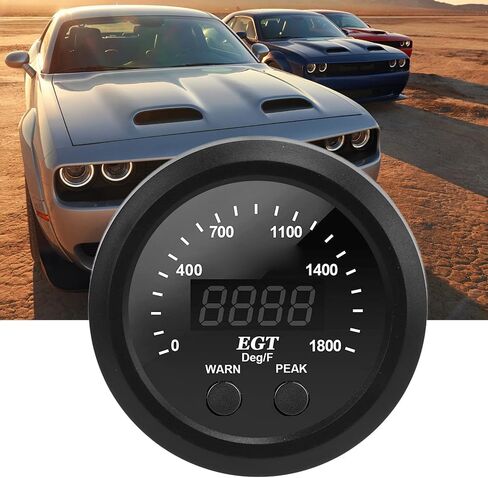 Gas Temperature EGT Gauge, Car Gas Temperature Gauge Car Exhaust Gas Temperature Gauge 16in 52mm Ultra Thin 0 to 1800℉ Red LED Universal with Sensor 12V in Saudi Arabia