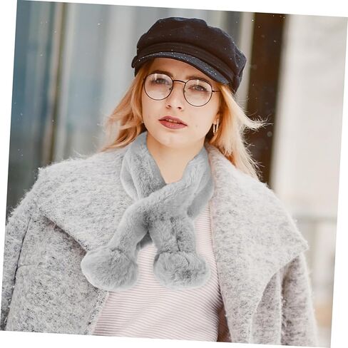 Faux Fur Scarf for Women Plush Warm Neck Wrap Soft Fuzzy Collar for Casual and Formal Occasions for Elegant and Cozy Accessory in Kuwait