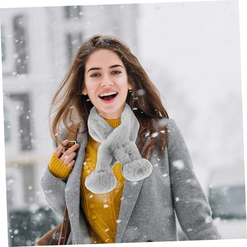 Faux Fur Scarf for Women Plush Warm Neck Wrap Soft Fuzzy Collar for Casual and Formal Occasions for Elegant and Cozy Accessory in Kuwait