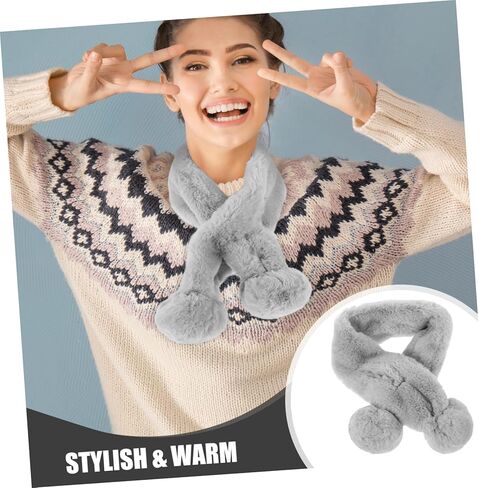 Faux Fur Scarf for Women Plush Warm Neck Wrap Soft Fuzzy Collar for Casual and Formal Occasions for Elegant and Cozy Accessory in Kuwait