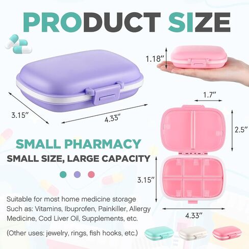 Layhit 30 Pack Travel Pill Boxes Bulk Small Pill Case Portable Pill Organizer 8 Compartments Pill Box Dispenser Daily Vitamin Jewelry Organizer Travel Must Haves, with 256 Pcs Labels 1 Pen in Saudi Arabia