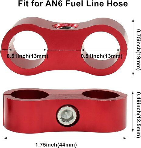 4 Pcs 6AN Hose Separator Clamp, AN6 Fuel line Mounting Clamps, Red Aluminum Hose Fitting Adapter in Saudi Arabia