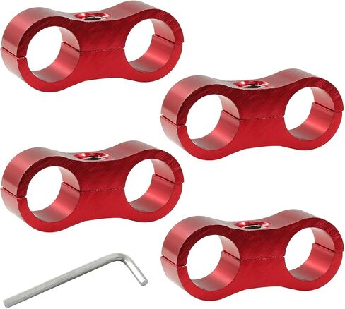 4 Pcs 6AN Hose Separator Clamp, AN6 Fuel line Mounting Clamps, Red Aluminum Hose Fitting Adapter in Saudi Arabia