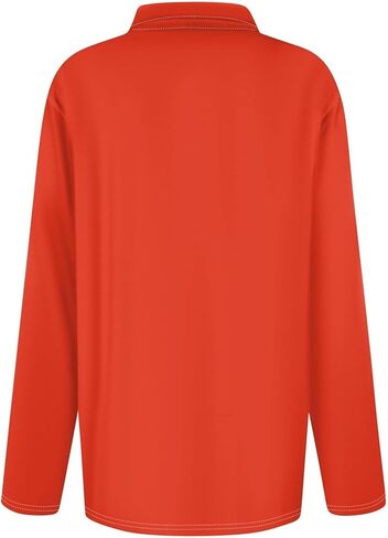 Womens Long Sleeve Polo Shirts Fall Fashion 2024 Dressy Casual Blouses Trendy Pleated Tunic Tops for Leggings in Saudi Arabia