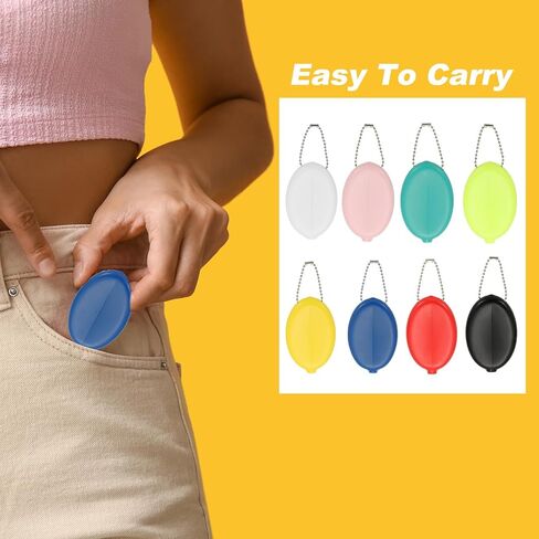 PATIKIL Rubber Coin Purse, 6 Pcs Squeeze Coin Holders with Chain for Men Women Shopping Traveling, Lake Blue in Saudi Arabia