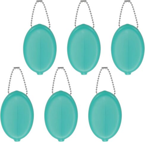 PATIKIL Rubber Coin Purse, 6 Pcs Squeeze Coin Holders with Chain for Men Women Shopping Traveling, Lake Blue in Saudi Arabia