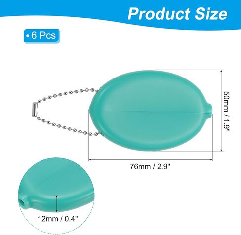 PATIKIL Rubber Coin Purse, 6 Pcs Squeeze Coin Holders with Chain for Men Women Shopping Traveling, Lake Blue in Saudi Arabia