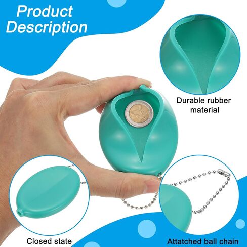 PATIKIL Rubber Coin Purse, 6 Pcs Squeeze Coin Holders with Chain for Men Women Shopping Traveling, Lake Blue in Saudi Arabia