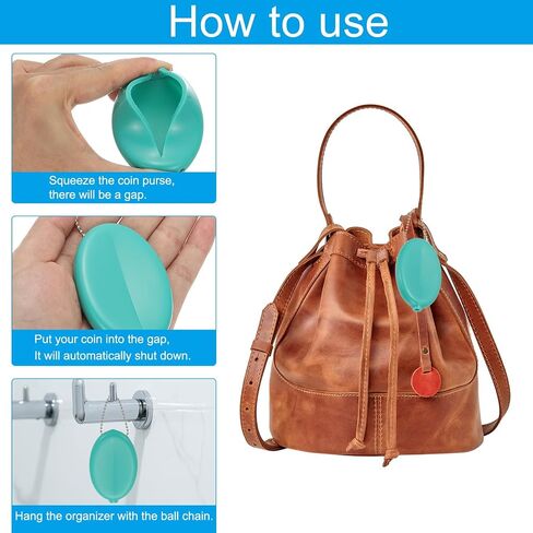 PATIKIL Rubber Coin Purse, 6 Pcs Squeeze Coin Holders with Chain for Men Women Shopping Traveling, Lake Blue in Saudi Arabia