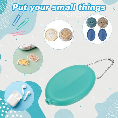 PATIKIL Rubber Coin Purse, 6 Pcs Squeeze Coin Holders with Chain for Men Women Shopping Traveling, Lake Blue in Saudi Arabia