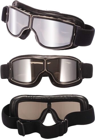 Retro Pilot Motorcycle Goggles Fog-proof Warm Goggles ATV Bike Motocross Glasses Protective Eyewear in Kuwait