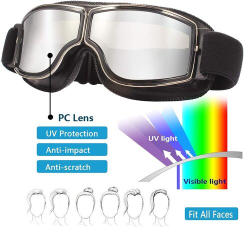 Retro Pilot Motorcycle Goggles Fog-proof Warm Goggles ATV Bike Motocross Glasses Protective Eyewear in Kuwait