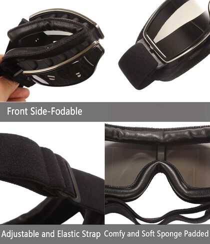 Retro Pilot Motorcycle Goggles Fog-proof Warm Goggles ATV Bike Motocross Glasses Protective Eyewear in Kuwait