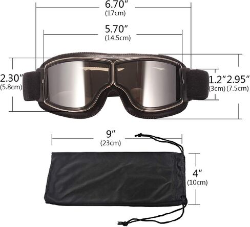 Retro Pilot Motorcycle Goggles Fog-proof Warm Goggles ATV Bike Motocross Glasses Protective Eyewear in Kuwait