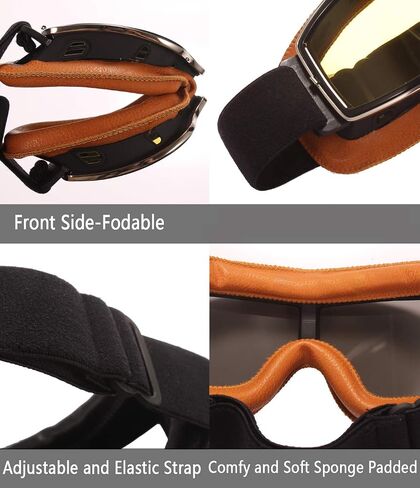 Retro Pilot Motorcycle Goggles Fog-proof Warm Goggles ATV Bike Motocross Glasses Protective Eyewear in Kuwait