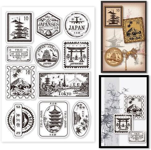 GLOBLELAND Japanese Stickers Clear Stamps Mount Fuji Decorative Clear Stamps Silicone Stamps for Card Making and Photo Album Decor Decoration and DIY Scrapbooking in Kuwait