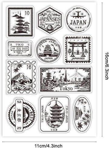 GLOBLELAND Japanese Stickers Clear Stamps Mount Fuji Decorative Clear Stamps Silicone Stamps for Card Making and Photo Album Decor Decoration and DIY Scrapbooking in Kuwait
