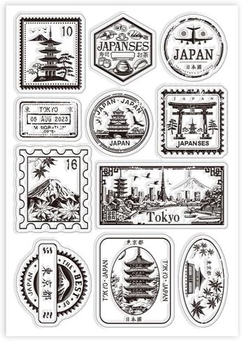 GLOBLELAND Japanese Stickers Clear Stamps Mount Fuji Decorative Clear Stamps Silicone Stamps for Card Making and Photo Album Decor Decoration and DIY Scrapbooking in Kuwait