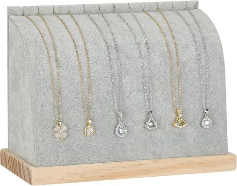 PU Cambered Necklace Display Stand for Women, Wood Base Jewelry Holder Rack for Necklace Pendant Bracelet Chains, Necklaces Storage Organizer Showcase for Selling Vendors exhibition (Black) in Saudi Arabia
