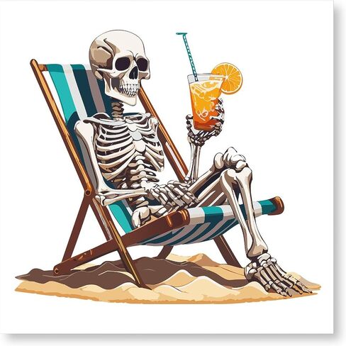 CafePress Beach Skeleton Tropical Halloween Photo Wall Tile, Matte Finish, 8"x8" in Saudi Arabia