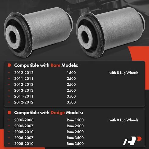 طقم جلبة A-Premium 2 × أسفل الذراع السفلى من الذراع ، متوافقة مع RAM 1500 2012 ، 2500 2011-2013 ، 3500 2011-2012 & Dodge RAM 1500 2006-2008 ، RAM 2500 2006-2010 ، RAM 3500 2006-2010 ، RWD فقط in Saudi Arabia