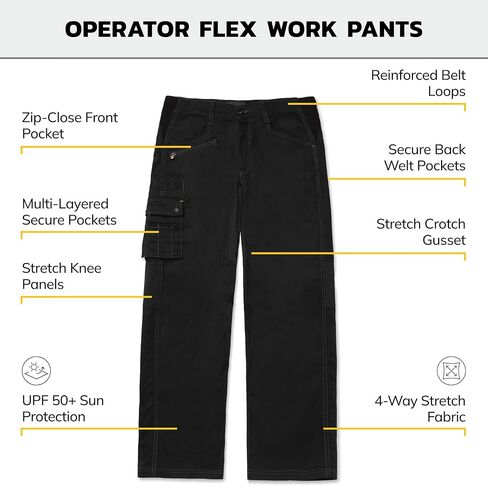 CAT Men's Operator Flex Work Pants Featuring Stretch Fabric, Cargo Pocket, and Bootcut Leg Opening in Saudi Arabia