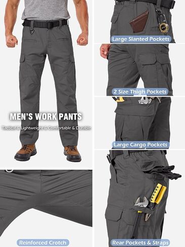 NAVEKULL Men's Flex Work Pants Stretch Ripstop Water-Resistant Utility Cargo Pants Lightweight Workwear Tactical Pants in Saudi Arabia