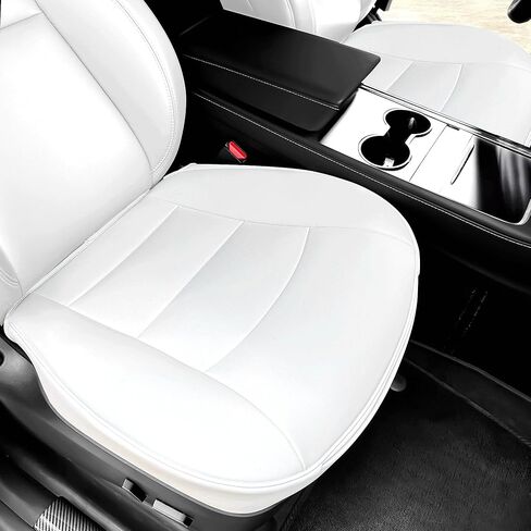 غطاء مقعد السيارة الفاخرة غلاف المقعد الخلفي Nappa من أجل Tesla Model Y الحامي السفلي للسيارة ، وسادة المقعد الثقيلة دون مسند الظهر (طراز Y أبيض) in Kuwait
